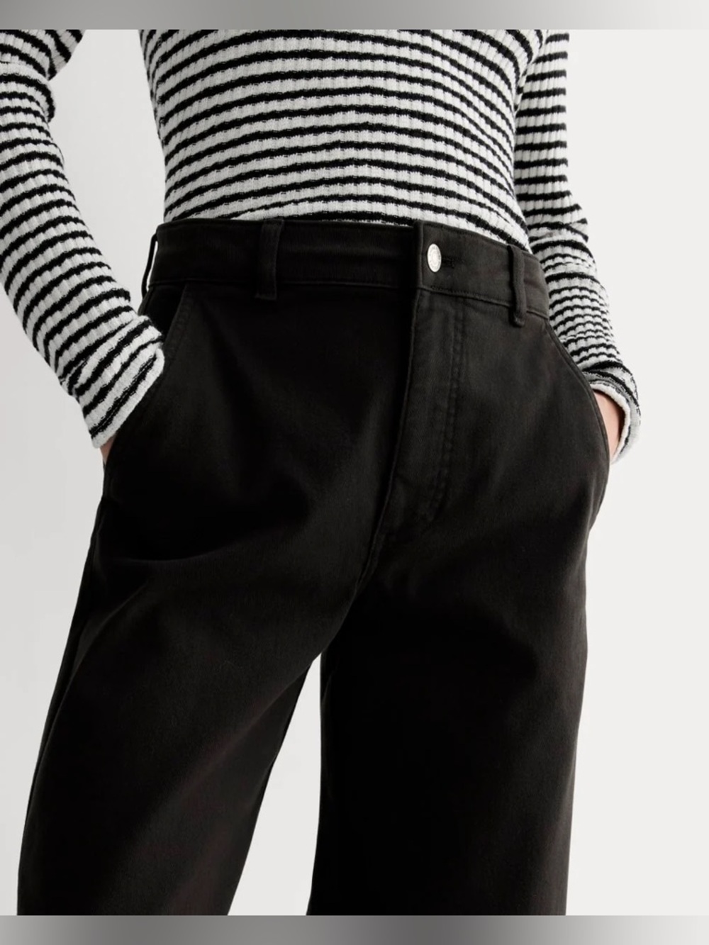 New Everlane Women THE UTILITY WIDE-LEG PANT Black Jeans Size 2 - Picture 4 of 14